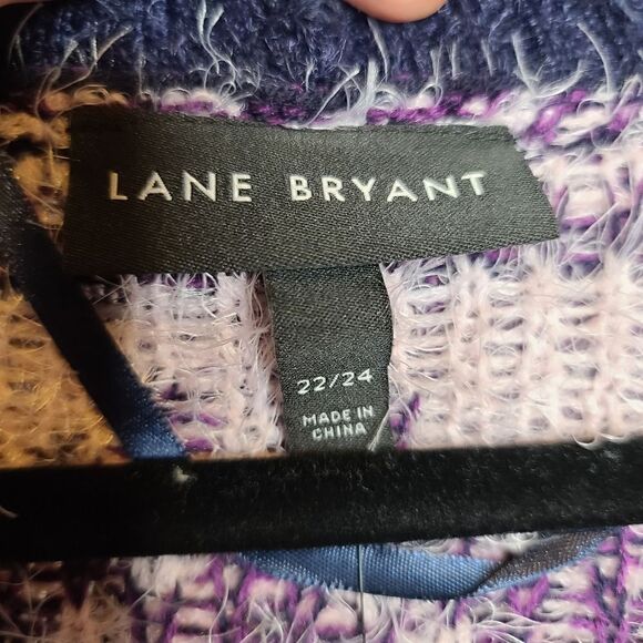 22 24 Lane Bryant Purple Eyelash Cardigan Open Front Ombre Sweater Knit Fuzzy - Picture 3 of 7